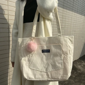 Сумка-тоут большой емкости Простая сумка в элегантном стиле высококачественная сумка через плечо модная вельветовая сумка с магнитной пряжкой