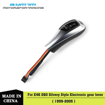 Светодиодная серебристая ручка рычага переключения передач с левосторонним управлением, украшение интерьера автомобиля для BMW E46 E60 E61