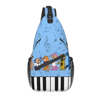 Модный Пианистический Кот с пианино, сумки-слинги для велоспорта, кемпинга, мужские ноты, нагрудный рюкзак через плечо, дневной рюкзак на плечо