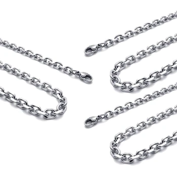 3X Ювелирное мужское женское ожерелье, ожерелье из нержавеющей стали, серебристый цвет -Ширина 3 мм -Длина 70 см