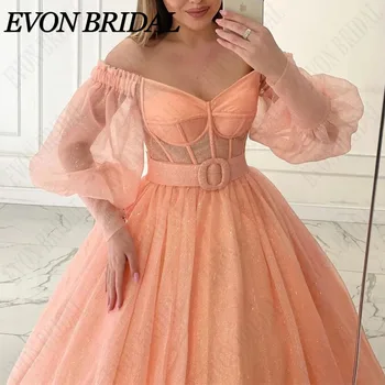 EVON СВАДЕБНЫЕ платья для выпускного вечера с вырезом в виде сердечка для женщин, вечернее платье трапециевидной формы, соблазнительный пояс на талии, элегантное платье принцессы из тюля