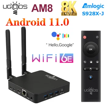 UGOOS AM8 Pro 8G64G TV BOX Amlogic S928X-J Android 11,0 LPDDR4 AM8 4G32G Supoprt AV1 WiFi6E BT 1000M 8K Медиаплеер телеприставка
