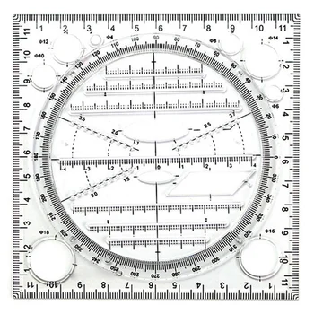 Многофункциональный шаблон для рисования круга, Инструмент для геометрического рисования, Измерительная Линейка, Поворотный Угол
