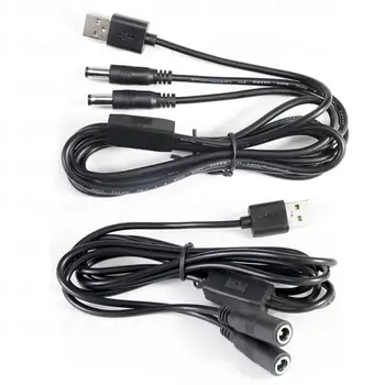 22awg 3A USB 2.0 от мужчины к 2-полосному разъему постоянного тока мужчина-женщина-Мужчина Разветвитель кабеля штекер 5.5x2.5mm Шнур питания адаптер Соединительная прокладка B4