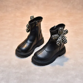 Плюшевые ботинки для девочек Zapatos Niña, зимние новые теплые детские ботильоны, модные ботинки принцессы, нескользящие кожаные ботинки, детская обувь Botines