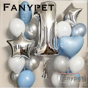 25шт, декор для празднования Дня рождения на один год, воздушные шары для душа ребенка, Алюминиевая фольга, латексные воздушные шары для душа ребенка, воздушные шары из фольги