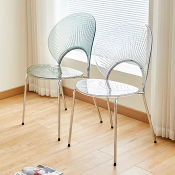 Скандинавский обеденный стул для домашнего отдыха, прозрачный обеденный стол, простой стул в виде ракушки для проживания в семье