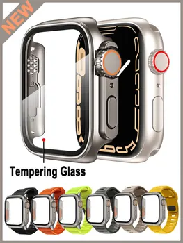 Чехол + Ремешок Для Apple Watch Band 44 мм 45 мм 41 мм 40 мм Защитная Крышка Экрана Сменная Ultra 49 мм Чехол-Бампер iWatch 8 7 SE 6 5 4 3