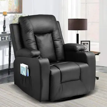 Кожаное кресло-качалка, современное кресло-качалка с подогревом, массажное Эргономичное сиденье для одноместного дивана с поворотом на 360 градусов