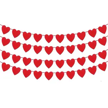 Баннер с фетровым сердечком, гирлянда с фетровым сердечком на День Святого Валентина, декор каминной полки, украшения в форме сердца, Гирлянда на День Святого Валентина