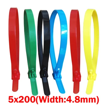 5x200 5 * 200 мм (ширина 4,8 мм) Синий Желтый Красный Нейлоновый сетевой шнур для электрического провода Пластиковые Многоразовые Съемные стяжки на молнии Кабельная стяжка