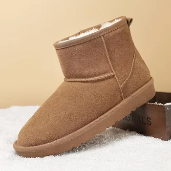 Зимние ботинки Мужская обувь Зимние хлопчатобумажные ботинки на меху для мальчиков с флисовой подкладкой, сохраняющие тепло, большие хлопчатобумажные ботинки для хлеба