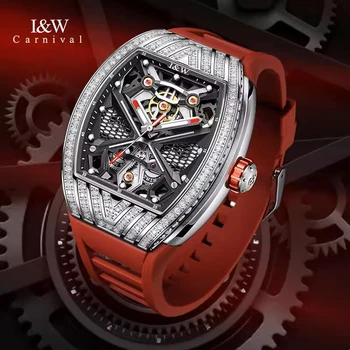 Подлинные роскошные мужские часы бренда IW с автоматическим механическим светящимся водонепроницаемым высококачественным резиновым ремнем Мужские часы reloj hombre
