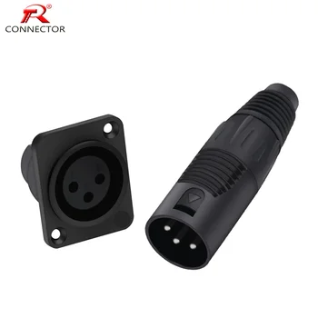 1 комплект 3-контактных разъемов XLR, женский + мужской, тип проводного разъема + крепление на панели, для аудио/видео микрофона/MIC