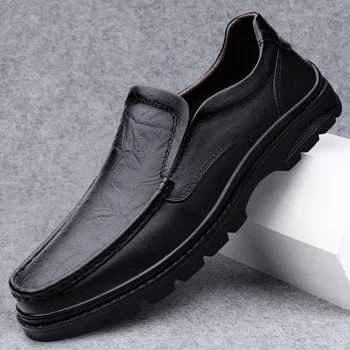 Новая дизайнерская мужская обувь из натуральной кожи, Универсальные лоферы, уличная повседневная обувь, мужская обувь для прогулок в парке, Большой размер: 38-48