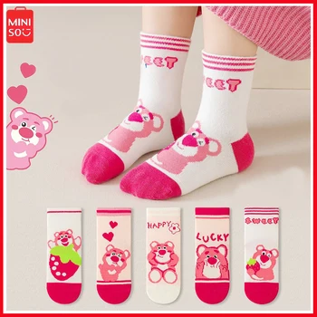 Miniso Lotso/ Весенне-зимние Мягкие Удобные хлопчатобумажные носки для маленьких девочек с мультяшным принтом, повседневные дышащие детские носки средней длины