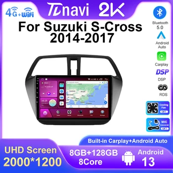 2K Экран Радио Для Suzuki SX4 S-Cross 2014-2017 Android 13 Автомобильный Видеоплеер DVD Стерео GPS Мультимедиа Carplay Головное устройство BT