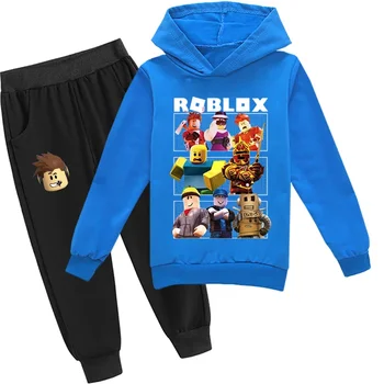 Новый мультфильм Roblox Game Animation Периферийный двумерный костюм для отдыха Для мальчиков и девочек, детский свитер и брюки