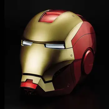 Шлем для косплея Marvel Blue Iron Patriot 1: 1 Mk5 со светодиодной боевой машиной, электрический шлем, открытый, закрытый, английский голосовой пульт дистанционного управления, крутой
