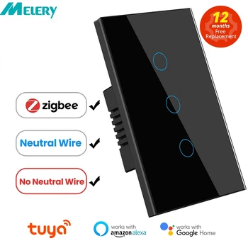 Требуется Умный Выключатель Света Melery Zigbee Tuya Wall Touch Sensor Стеклянная Панель Wirelss Remote Alexa Dot Google Home Appliances Hub