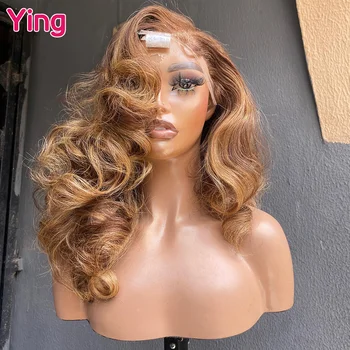 Ying # 27 Медовый Блондинистый Бразильский прозрачный парик с кружевом спереди 13x6, предварительно выщипанный из волос младенца, 200% Объемная волна, парик с кружевом спереди 13x4
