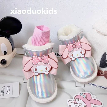 Sanrio My Melody Shoes Girls Kawaii Anime Boots Детские Зимние Милые Теплые кроссовки для бега Водонепроницаемый Нескользящий Подарок для детей