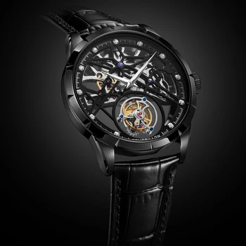 Часы AESOP Real Tourbillon, скелетонирующий механизм для мужчин, скелетонирующие часы, роскошные сапфировые водонепроницаемые механические наручные часы