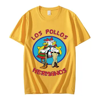 Мужская высококачественная футболка из 100% хлопка Breaking Bad LOS POLLOS с принтом 