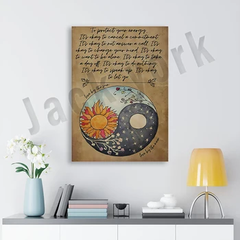 плакат йоги с солнцем и луной, принт 