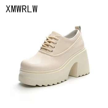 XMWRLW/ женские туфли-лодочки 2023, весна-осень, женские туфли-лодочки из натуральной кожи на высоком каблуке 10 см, модная женская осенняя обувь на квадратном каблуке