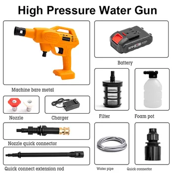 Аккумуляторный водяной пистолет высокого давления, стиральная машина, Перезаряжаемая Литиевая батарея, Электрический Портативный беспроводной водяной насос