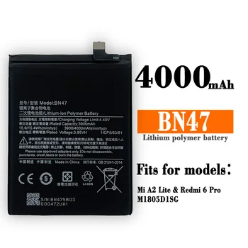 Аккумулятор BN47 4000 мАч для Xiaomi Mi A2 Lite, Xiaomi Redmi 6 Pro, сменные батареи для мобильного телефона BN47, аккумулятор