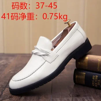 2023 Весенняя кожаная обувь для отдыха, белая Мужская обувь, Корейская модная обувь без застежки, Британские деловые мужчины Wild
