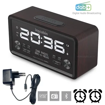 Цифровое DAB-радио, двойной будильник, радиоприемник, динамик Bluetooth с ЖК-дисплеем, Поддержка затемнения, таймер сна, многоязычный