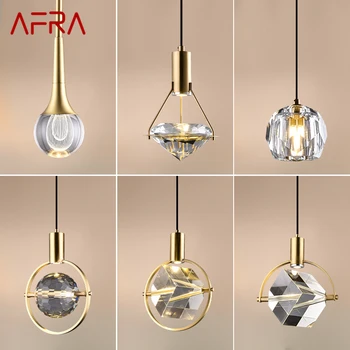 Подвесной светильник AFRA Nordic Brass LED, современная, просто Креативная Винтажная хрустальная люстра, лампа для дома, столовой, спальни