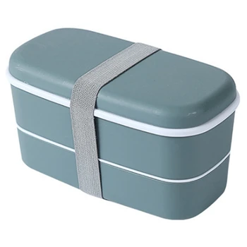 2X Двухслойный ланч-бокс для микроволновой печи с отделениями, герметичный Бенто-бокс, изолированный контейнер для еды, ланч-бокс зеленого цвета