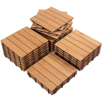 27 штук деревянных напольных плиток размером 12 x 12 дюймов для улицы и в помещении, простых в использовании, прочных, прочных