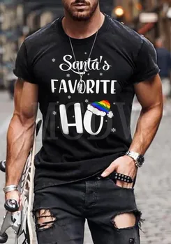 Летняя мужская футболка Санты 2023 года, Яркая футболка с принтом The Best He Him Hole LGBT3D