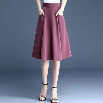 Короткая юбка, юбка до половины длины, женская юбка весна-лето 2023, плиссированная юбка средней длины с высокой талией, универсальная юбка-трапеция, женская