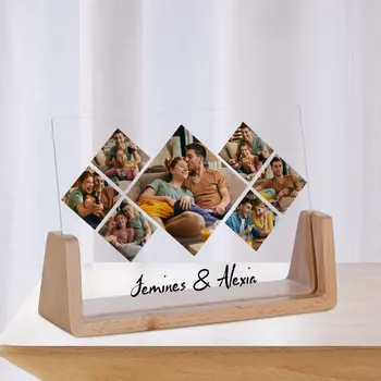 Персонализированная рамка для фотографий пары, подарок на годовщину для него, для Нее, Изготовленная на Заказ Рамка для коллажа из 7 фотографий, художественное украшение рабочего стола в спальне