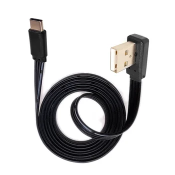 Плоский разъем USB для загрузки данных type-c, короткий кабель 10 см, 20 см, 30 см, планшет 100 см, 50 см, сверху, снизу, слева, справа под углом 90 градусов