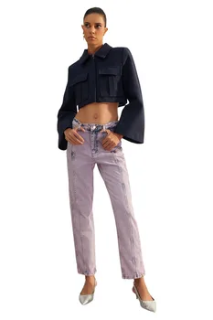 TRENDYOLMILLA Trendyol, женские прямые джинсы с высокой талией из денима