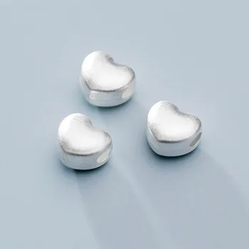 S999 Чистое Серебро 3D Craftwork Pretty Heart Charm Распорные Бусины 7,5 мм Тканые Украшения Серебряные Свободные Бусины DIY Ювелирные Аксессуары