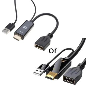Сверхстабильный адаптер HDMI2.0 для DP1.2 Кабель-преобразователь с питанием от USB 4K60Hz