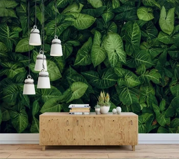 большие обои beibehang на заказ 3d свежие зеленые листья тропического леса, 3D обои для гостиной на фоне телевизора в магазине