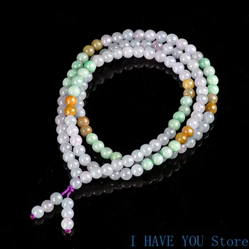 Натуральный Мьянманский нефритовый браслет, ожерелье из нефрита 5,5 мм, браслет из ледяного нефрита, цепочка для свитера, женский браслет с тремя петлями.