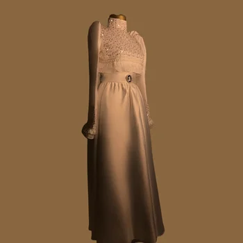 Yipeisha Элегантное вечернее платье с высоким воротником трапециевидной формы, украшенное бисером, пайетками, Атласными вечерними платьями