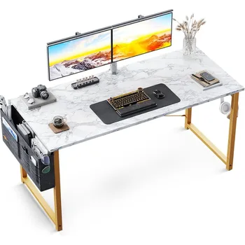 Компьютерный письменный стол ODK 48 дюймов, прочный стол для ПК в домашнем офисе, рабочий стол с сумкой для хранения и крючком для наушников