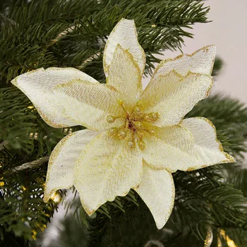 5 шт. Елочные украшения, блестящие искусственные рождественские цветы, Поддельные цветы, Рождественские украшения, Новогодний подарок Navidad