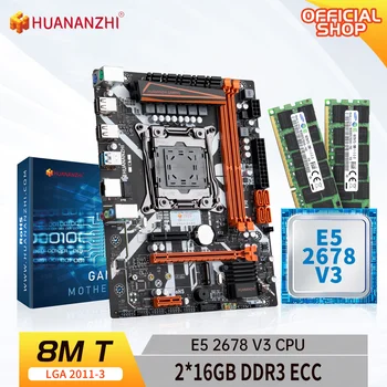Материнская плата HUANANZHI X99 8M T LGA 2011-3 XEON X99 с процессором Intel E5 2678 V3 с комбинированным комплектом памяти 2*16G DDR3 RECC set NVME